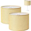 VETOLAKA Set di 2 paralumi a tamburo, beige, Ø 30 x 20 cm, in tessuto di lino, per attacco E27, paralumi di ricambio fatti a mano per lampade da tavolo, lampade da terra e lampade a sospensione