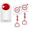 SINGCALL Kit Allarme Bagno E Sistema Allarme Casa Sirena Strobe System | Di Allerta SOS Per Paziente/Anziano/Disabile, 1 Sirena (Plug-In Alimentazione a Rete) + 2 Pulsanti Di Emergenza a Tirante