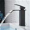 XWIHTR Rubinetto da bagno a cascata, rubinetto per lavabo, rubinetto per lavabo a una maniglia; bocca calda e fredda, risparmio idrico; rubinetto da bagno in ottone in acciaio inox (nero)