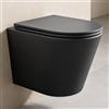 doporro WC Sospeso Filomuro 49x35,5x35 cm Rimless con Sedile Soft-Close | Colore Nero Opaco, Ceramica, Scarico Profondo, Installazione a Parete, Coprivaso Incluso, Tecnologia Senza Brida