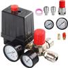 LUPATDY Interruttore di pressione per compressore d'aria, 90-120 psi, regolatore di pressione per compressore d'aria con manometro, giunti valvola di sicurezza, 220 V/15 A, uscita G1/4, ideale per officina