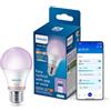 Philips Smart Lighting Lampadina intelligente, A60, E27, RGB | Luce bianca regolabile e a colori 2.200-6.500 K, LED intelligente, 806 lm, Reg. minima, Connected by WiZ, Casa intelligente
