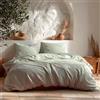 GAMUSI Set copripiumino per letto da 135/140, tinta unita, 100% cotone, copripiumino 220 x 220 cm e 2 federe per cuscino, traspirante, morbido, colore acqua