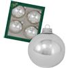Dekohelden24 Lauschaer - Set di 4 palline per albero di Natale in Lauscha, in argento Lauscha, 8 cm, con corona argentata.