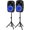 Vonyx VPS152A Set di Altoparlanti Attivi 1000 W 15 (38 cm) Porta USB/SD MP3 BT