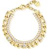 Brosway Bracciale da Donna Collezione Desideri. Bracciale Realizzato in Acciaio E Pvd Oro con Catena Figaro, Cristalli E Zirconi. Dimensioni: 18 Cm. La Referenza È: Bei068.