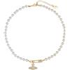Oidea Collana di perle di Saturno da donna: elegante collana con ciondolo a forma di pianeta con zirconia cubica, con catena di perle bianche, idea regalo