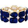 EVER FAITH Braccialetto Donna, Rhinestone Cristallo Sposa 2 Strati Largo Elasticità Bracciale per Donne Ragazze