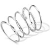 KALVICA ALVICA 5 Anelli Donna Set Anello Argento Acciaio Inossidabile per Donne 1mm Fine Anelli con Zirconi Stackable Intrecciato Minimalista Quadrata Anello in Argento/Oro 15.5-21mm