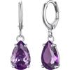 Bestyle Orecchini Argento 925 Ciondolo Goccia Granato/Acquamarina/Smeraldo Pietre Preziose ad Alta Traslucidità Orecchini Collezione Pietra Portafortuna 12 Mesi