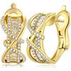 Miaofu Orecchini a Cerchio 18k Oro Bianco Placcata Argento Zirconi Simulato Diamante Brillanti per Donna