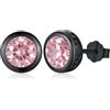 Odinstone Orecchini Pietra Nascita Uomo Donne, Neri, Perni Argento 925 | Orecchini Gennaio Rosso con pietra sfaccettata 6 mm, montatura celtica gunmetal, perni argento 925 e confezione Odinstone
