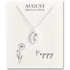 Philip Jones Collana con papavero con fiore di nascita di agosto con biglietto