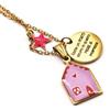 Shopping Cat Bijoux Collana Ciondolo Casetta Rosa e Frase - Collana Donna In Acciaio