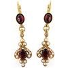 Mokilu' - Gioielli - Orecchini Vintage - Donna - Ottone dorato 24kt - Pietra rossa - Granato - Perle