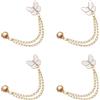 QUARKZMAN Clip Magnetiche per Abiti Clip per Vestiti Magneti | con Fiore di Perle/Farfalla Bianca con Catenella, per Hijab, Sciarpe, Gambe Pantaloni, Spilla, per Vestiti