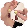 Aneneiceera Orecchini vintage ovali smaltati bordeaux smalto rosso orecchini pendenti oro martellato disco orecchini irregolari bordeaux orecchini pendenti acrilico rosso geometrici gioielli per donne
