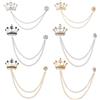 FINGERINSPIRE 6 Pz Spilla a Corona in Cristallo per Abito, 6 Stili Spilla a Catena con Corona Pendente Colori Platino e Oro Spille in Lega con Strass Catene per Abito per Risvolto Giacca