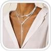 ADRAMATA Collana Donna Oro Lunga Collana Y Catena Serpente | 2PCS Collana Y Dorata, Catena Serpente Lunga, Regolabile Collana Statement Elegante, Gioielli Donna