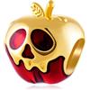 CRISNATA Malvagii Regina Rossa Mela Charms, misura Pandora Halloween Bracciale, 925 Sterling Silver 18k placcato oro fantasma rosso smalto mela Bead, regalo per la festa/compleanno