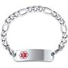 Bling Jewelry Braccialetto Con Catena A Link Figaro Per Tessera Medica Da Uomo, Acciaio Inox Argento