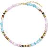 GAVU Collana Donna Pietre Dure Colorate Azzurro Viola Verde | Collana da donna con perline colorate di varie forme e dimensioni sui toni dell'azzurro verde e viola, 42+5cm