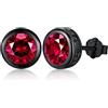 Odinstone Orecchini Pietra Nascita Uomo Donne, Neri, Perni Argento 925 | Orecchini Gennaio Rosso con pietra sfaccettata 6 mm, montatura celtica gunmetal, perni argento 925 e confezione Odinstone