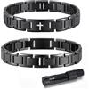 XUANPAI Bracciale da uomo in acciaio inox, con croce di Gesù Cristo, regolabile, con chiusura a levetta, regalo per figlio, papà, marito, fratello, cresima, Natale