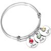 MMXX Bracciale Bangle Regolabile Nome Personalizzato per Donna Acciaio Inossidabile Accessorio Bracciale Opzionale & Pietra Portafortuna Gioielli Raffinati Regalo Premuroso per Madre Amante Amica