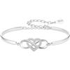 VEEDOFA Braccialetto da donna in argento Sterling S925, placcato con simbolo dell'infinito, con zirconia cubica lucida, ipoallergenico, bracciale regolabile per donne e donne