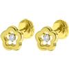 TIME ROAD Orecchini Neonato Bambina in Oro 9K LG00097/6 | Orecchini a Fiore 6 mm, Bambini 3, 6, 12 a 24 mesi, Ideale come Regalo per la Nascita, Battesimo o Compleanno