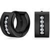 Bling Jewelry Unisex Pave Cz Acciaio Inossidabile Ampia Huggie Hoop Orecchini
