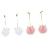 AKOOSY Orecchini Pendenti Orecchie di Gatto e Pompon, 2 Paia | Ago in Argento, Palline di Lana Rosa e Bianca, Regalo Elegante per Autunno e Inverno Colore Casuale