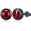 Odinstone Orecchini Pietra Nascita Uomo Donne, Neri, Perni Argento 925 | Orecchini Gennaio Rosso con pietra sfaccettata 6 mm, montatura celtica gunmetal, perni argento 925 e confezione Odinstone