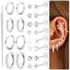 KRFY 16G/18G/20G Piercing Orecchio Acciaio Chirurgico Piercing Trago Helix Orecchini da Donna Oro/Argento Push In Nostril Labbro Medusa Cartilagine Helix Piercings