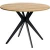 meublescosy MEUBLE COSY Tavolo da Pranzo Rotondo da Cucina Sala Soggiorno Ufficio, Stile Retro, per 4 Persone, Struttura in Metallo, Rovere + Nero, 100x100x75cm