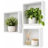 cecaro group Set 3 Mensole Cubo da Parete in MDF - Mensole Decorative Bianche 15x9x15, 20x9x20 e 25x9x25 cm - Scaffali Sospesi Facili da Installare per Libri, Piante e Oggetti - Casa e Ufficio