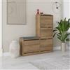 Dmora - Scarpiera Alpherg, Mobile portascarpe, Armadio da Ingresso Multiuso, Mobiletto per Calzature, 105x26 h119 cm, Quercia