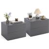 COSTWAY Comodino Sospeso con 2 Cassetti, 42 x 30 x 29 cm, Grigio,2 | Comodino da Parete con Ampio Piano, Cassettiera Salvaspazio e Moderno per Soggiorno, Studio, Ingresso e Camera da Letto