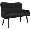 mtlskopl Divano a 2 posti, in velluto nero, 115 x 61 x 87 cm, Loveseat compatto con gambe in legno, elegante divano imbottito per soggiorno e camera da letto, comodo divano per piccoli spazi