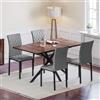 Luxstein Set di tavolo da pranzo con 4 sedie, tavolo rettangolare in legno da 120-160 cm con sedie in similpelle grigie, moderno set da cucina per soggiorno e cucina