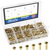 Glarks 330pcs M3 x 3/4/6/8/10/12mm Attraverso Foro Rame Rivet Kit, Heavy Duty Rivet Cavo, Rame Occhio Rivetti, Ottone Rivetti Occhi, Rivetti Grommets Cavi per Artigianato Fai da Te, Cuoio