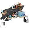 tectake® Scaffale Legno per Tonies, Magnetico, 40 Figurine, Design a Razzo | 67x16,5x37,5 cm, Angoli Tondi, Per Toniebox 1 e 2, Strisce Metalliche, Supporto Cuffie, Bordi Levigati, Passacavi, Antracite