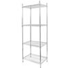 Mega-M Scaffale gastronomico in filo metallico cromato a 4 ripiani 60 × 45 × 180 cm ripiani regolabili in acciaio cromato e piedini facili da montare per cucina e magazzino
