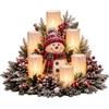 Generic Centrotavola Natalizio Illuminato con Bagliore di Candela Senza Fiamma | Renna in Resina Dipinta a Mano con Rami, Pigne e Bacche Rosse, Luci a Batteria, per Ingresso, Mensola e Vetrina, Idea Regalo
