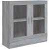 KGFHERENB Vetrina grigio Sonoma, 82,5 x 30,5 x 80 cm, in legno | Elegante libreria con 2 ante in vetro e ripiani per soggiorno e ufficio. Superficie facile da pulire con protezione