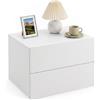 COSTWAY Comodino Sospeso con 2 Cassetti, 42 x 30 x 29 cm, Bianco,1 | Comodino da Parete con Ampio Piano, Cassettiera Salvaspazio e Moderno per Soggiorno, Studio, Ingresso e Camera da Letto