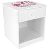 BAYAGU Comodino Bambini Bianco con Cassetto 33,5x40x34 cm, Unicorno Rosa | Comodino pratico, piano d'appoggio, formato compatto, salvaspazio, design semplice e montaggio facile