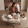 DEKKETO Sedia da Ufficio Ampia per Gambe Incrociate, in Ciniglia, Beige | Poltrona Scrivania con Poggiapiedi, Girevole e Basculante, Braccioli 5 Posizioni, Schienale Reclinabile, per Smart Working