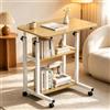 Verdego Tavolino con ruote, 2 ripiani, 40 x 60 x 63-90 cm, noce | Scrivania regolabile in altezza, salvaspazio, tavolo per PC, piccola scrivania mobile per computer, per casa, ufficio, divano
